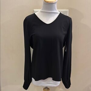 Chico's Black Blouse with Long Sleeves and V-Neck
